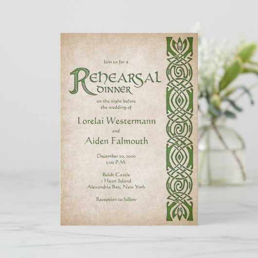 Celtic Viking Fantasy Wedding Einladung (Stehend Vorderseite)