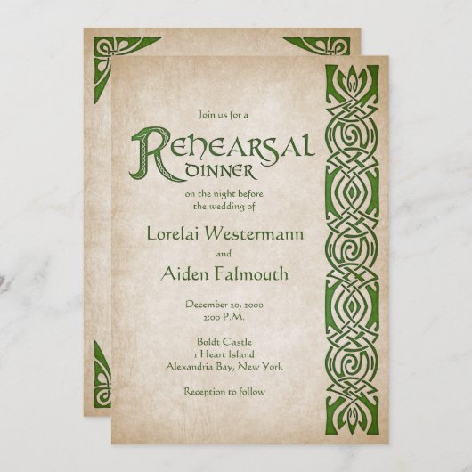 Celtic Viking Fantasy Wedding Einladung (Vorne/Hinten)