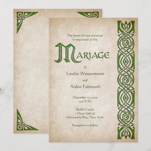 Celtic Viking Fantasy Wedding Einladung (Vorne/Hinten)