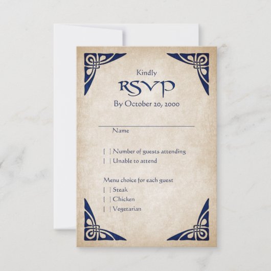Celtic Viking Fantasy Wedding RSVP Karte (Vorderseite)