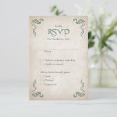 Celtic Viking Fantasy Wedding RSVP Karte (Stehend Vorderseite)