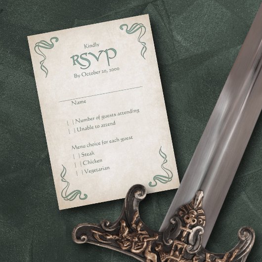 Celtic Viking Fantasy Wedding RSVP Karte