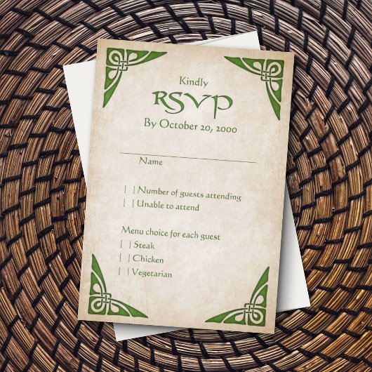 Celtic Viking Fantasy Wedding RSVP Karte