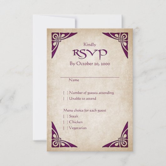 Celtic Viking Fantasy Wedding RSVP Karte (Vorderseite)