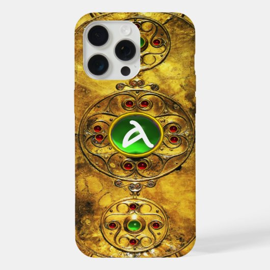 CELTIC WARRIOR SHIELD EMERALD RUBY GEM MONOGRAM iPhone HÜLLE (Rückseite)