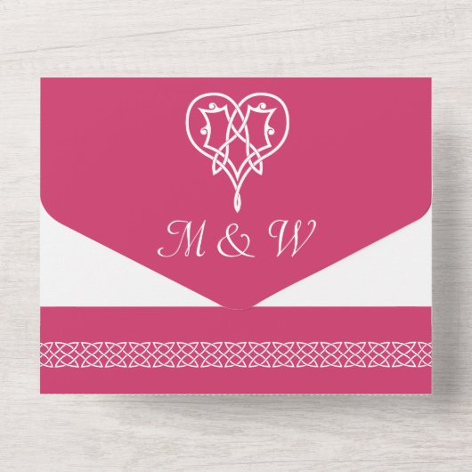 Celtic Weave Hearry in Raspberry All In One Einladung (Rückseite)