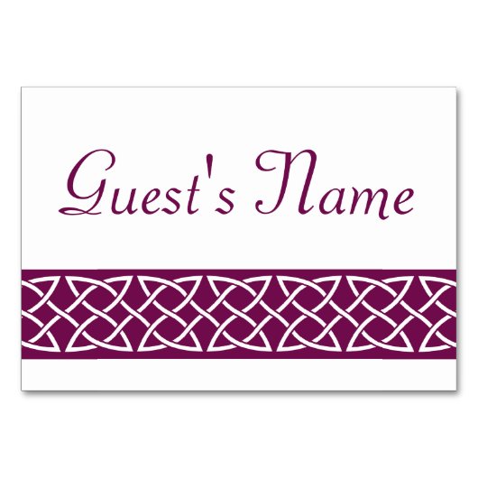 Celtic Weave Heart in Wine Table Card Tischnummer (Vorderseite)