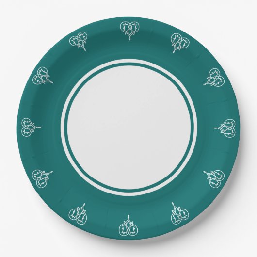 Celtic Weave Hearts in Aquamariner Papierplatte Pappteller (Vorderseite)