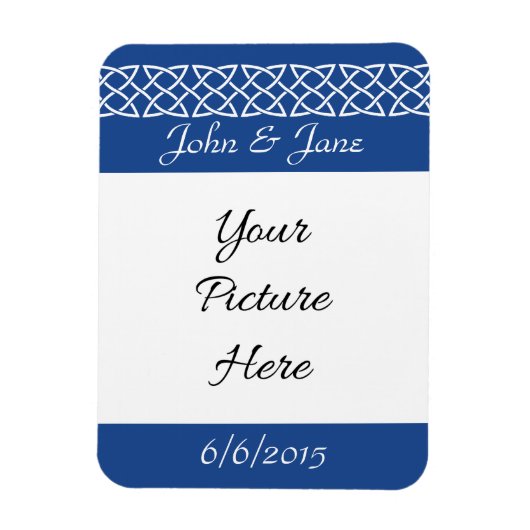 Celtic Weave Hearts in Blue Rett-the-Date Magnet (Vertikal)