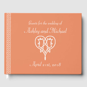 Celtic Weave Hearts in Coral Guest Book Gästebuch