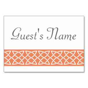 Celtic Weave Hearts in Coral Table Card Tischnummer