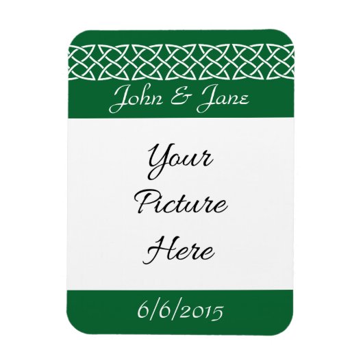 Celtic Weave Hearts in Green Rett-the-Date Magnet (Vertikal)