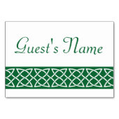 Celtic Weave Hearts in Green Table Card Tischnummer (Rückseite)