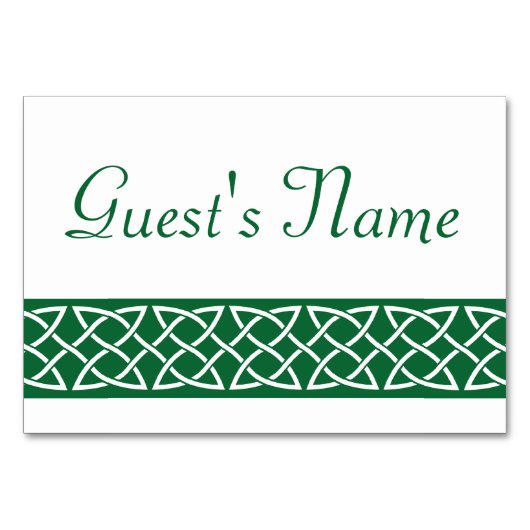 Celtic Weave Hearts in Green Table Card Tischnummer (Vorderseite)