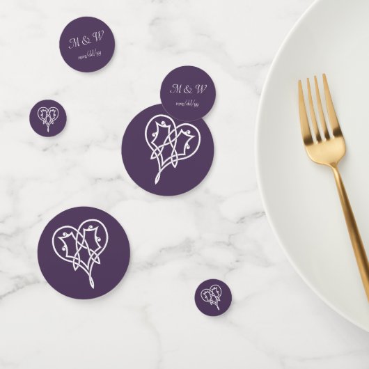 Celtic Weave Hearts in Lila Table Confetti Konfetti (Gruppe)