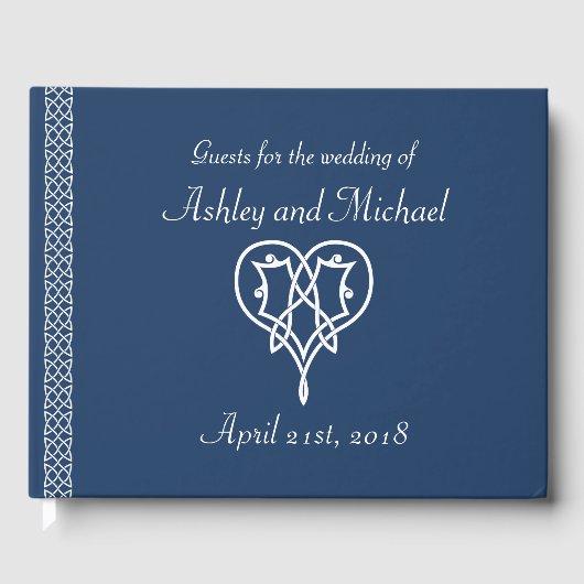 Celtic Weave Hearts in Navy Gästebuch (Vorderseite)