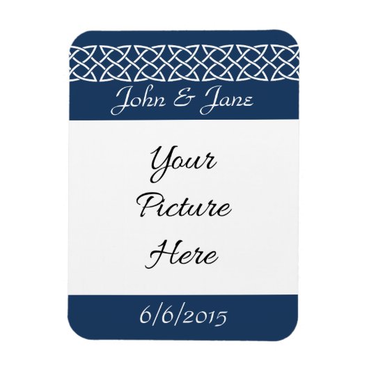 Celtic Weave Hearts in Navy Rett-the-Date Magnet (Vertikal)