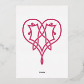 Celtic Weave Hearts in Raspberry Foil Einladung (Rückseite)