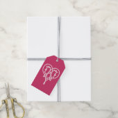 Celtic Weave Hearts in Raspberry Gift Tag Geschenkanhänger (Mit Garn)
