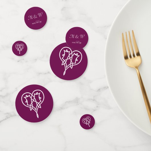Celtic Weave Hearts in Wine Table Confetti Konfetti (Gruppe)