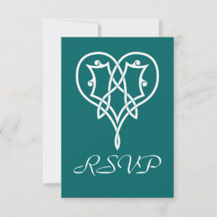 Celtic Weave Hearve in Aquamariner RSVP-Karte RSVP Karte