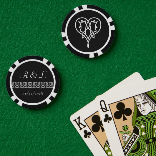 Celtic Weave Hearve in Black Pokerchips (Pokertisch (doppelt))