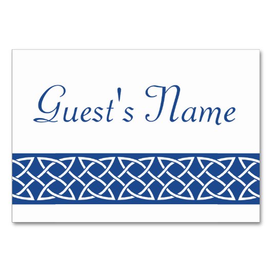 Celtic Weave Hearve in Blue Table Card Tischnummer (Vorderseite)