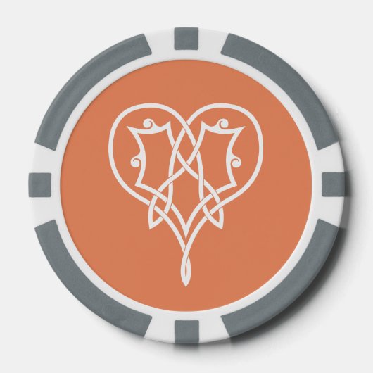 Celtic Weave Hearve in Coral Pokerchips (Vorderseite)