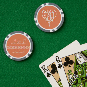 Celtic Weave Hearve in Coral Pokerchips