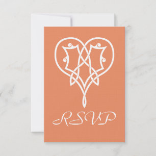 Celtic Weave Hearve in Coral RSVP Card Karte