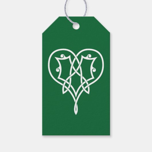 Celtic Weave Hearve in Green Gift Tag Geschenkanhänger (Vorderseite)