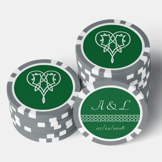 Celtic Weave Hearve in Green Pokerchips (Stapel)