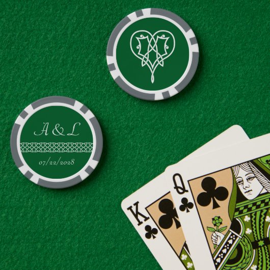 Celtic Weave Hearve in Green Pokerchips (Pokertisch (doppelt))