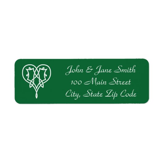 Celtic Weave Hearve in Green Return Address Label (Vorne)
