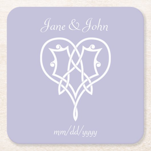 Celtic Weave Hearve in Lavender Paper Untersetzer (Vorderseite)