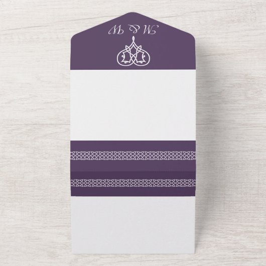 Celtic Weave Hearve in Lila All In One Einladung (Außenbereich)