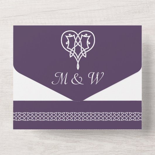 Celtic Weave Hearve in Lila All In One Einladung (Rückseite)