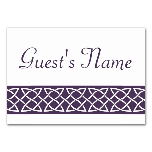 Celtic Weave Hearve in Lila Table Card Tischnummer (Vorderseite)