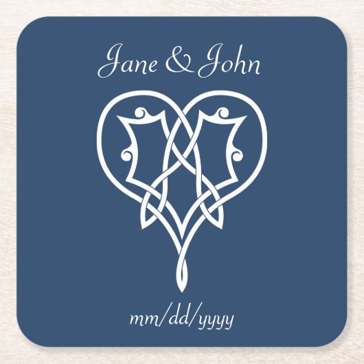Celtic Weave Hearve in Navy Paper Untersetzer (Vorderseite)
