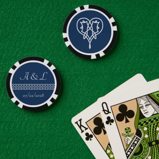 Celtic Weave Hearve in Navy Pokerchips (Pokertisch (doppelt))