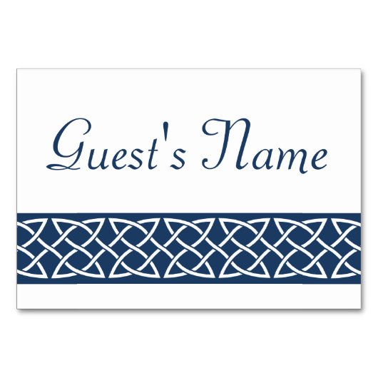 Celtic Weave Hearve in Navy Table Card Tischnummer (Vorderseite)