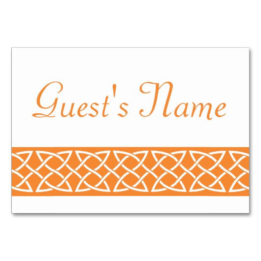 Celtic Weave Hearve in Orange Table Card Tischnummer (Vorderseite)