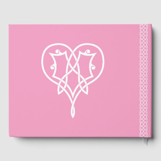 Celtic Weave Hearve in Petal Pink Guest Book Gästebuch (Rückseite)