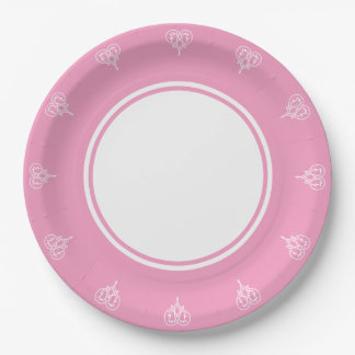 Celtic Weave Hearve in Petal Pink Paper Plate Pappteller