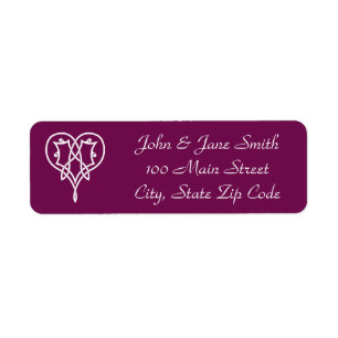Celtic Weave Hearve in Wine Return Address Label