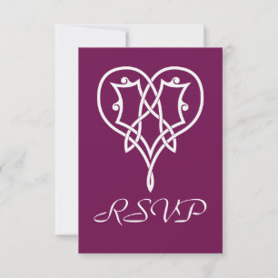 Celtic Weave Hearve in Wine RSVP Card Karte