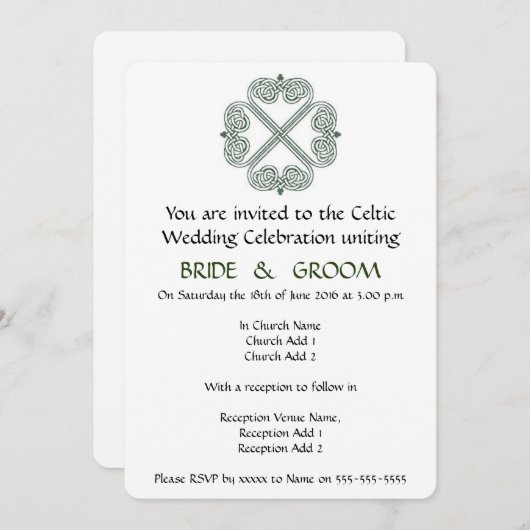 Celtic Wedding Celebration Einladung (Vorne/Hinten)