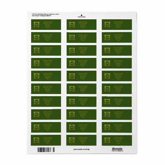 Celtic Wedding Green Imitats Gold Rücksendeadresse (Vorne)