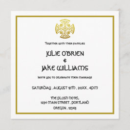 Celtic Wedding Imitate Gold Celtic Knot Cross Einladung