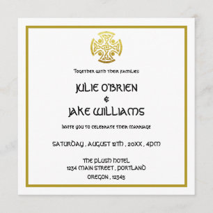 Celtic Wedding Imitate Gold Celtic Knot Cross Einladung